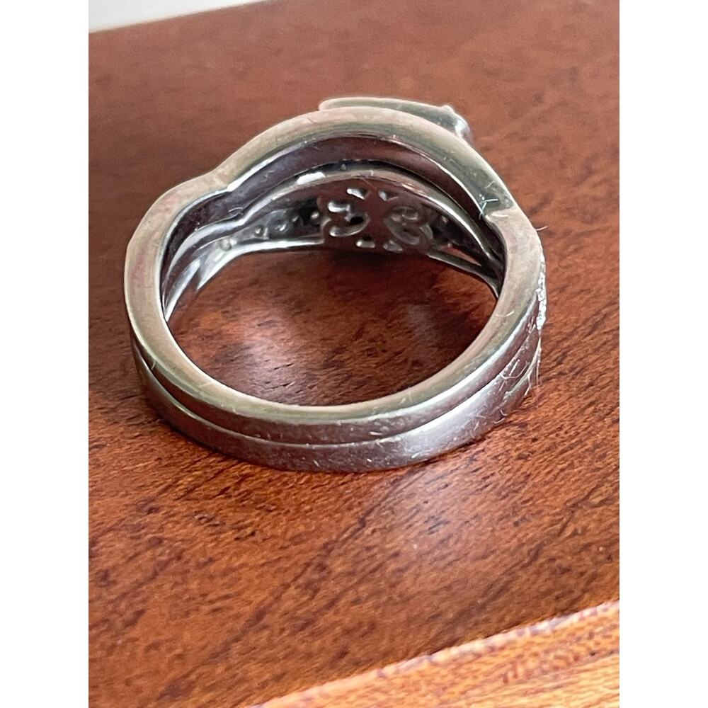 14 karat white gold, diamond halo engagement wedding ring set .61 center - Picture 6 of 16